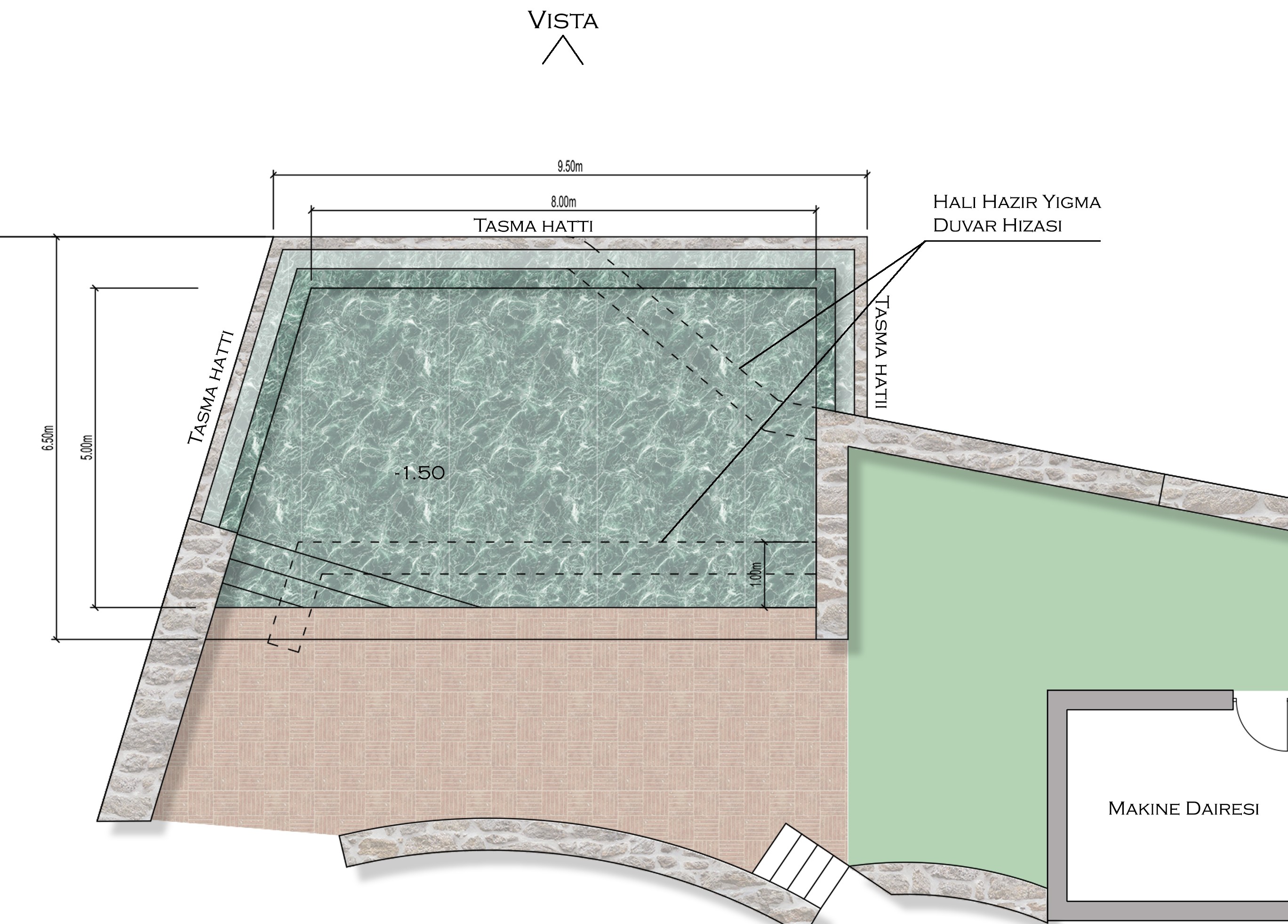CA Evi — Havuz form ve kütle tasarım planı